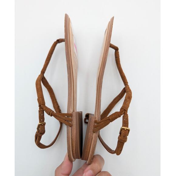 Veronica Beard Amelia Ankle Strap Thong Slingback Sandals Carmel Size US6.5M - Picture 12 of 12